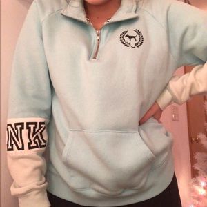 ✨PINK/VS Blue quarter zip sweatshirt